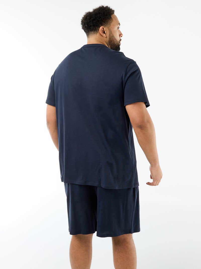 Conjunto pijama corto camiseta + pantalón corto - 2 piezas Azul - Kiabi