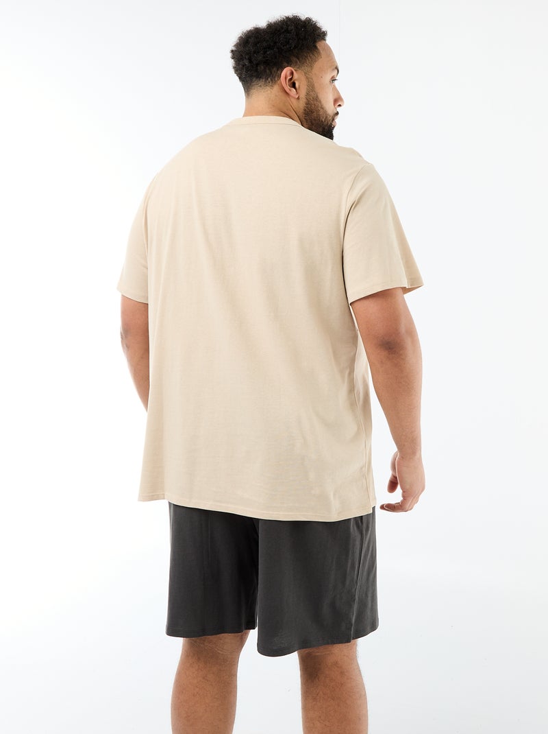 Conjunto pijama corto camiseta + pantalón corto - 2 piezas Beige - Kiabi