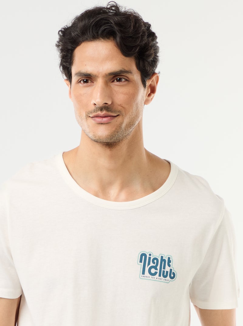 Conjunto pijama corto camiseta + pantalón corto - 2 piezas Blanco - Kiabi