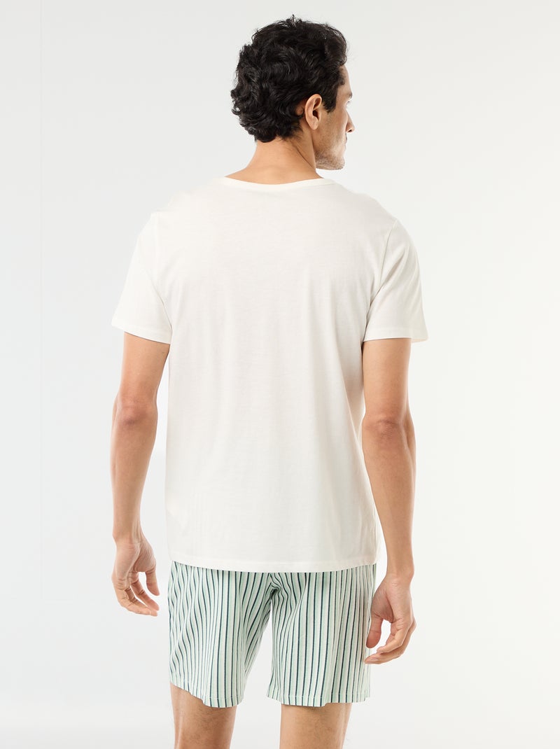 Conjunto pijama corto camiseta + pantalón corto - 2 piezas Blanco - Kiabi