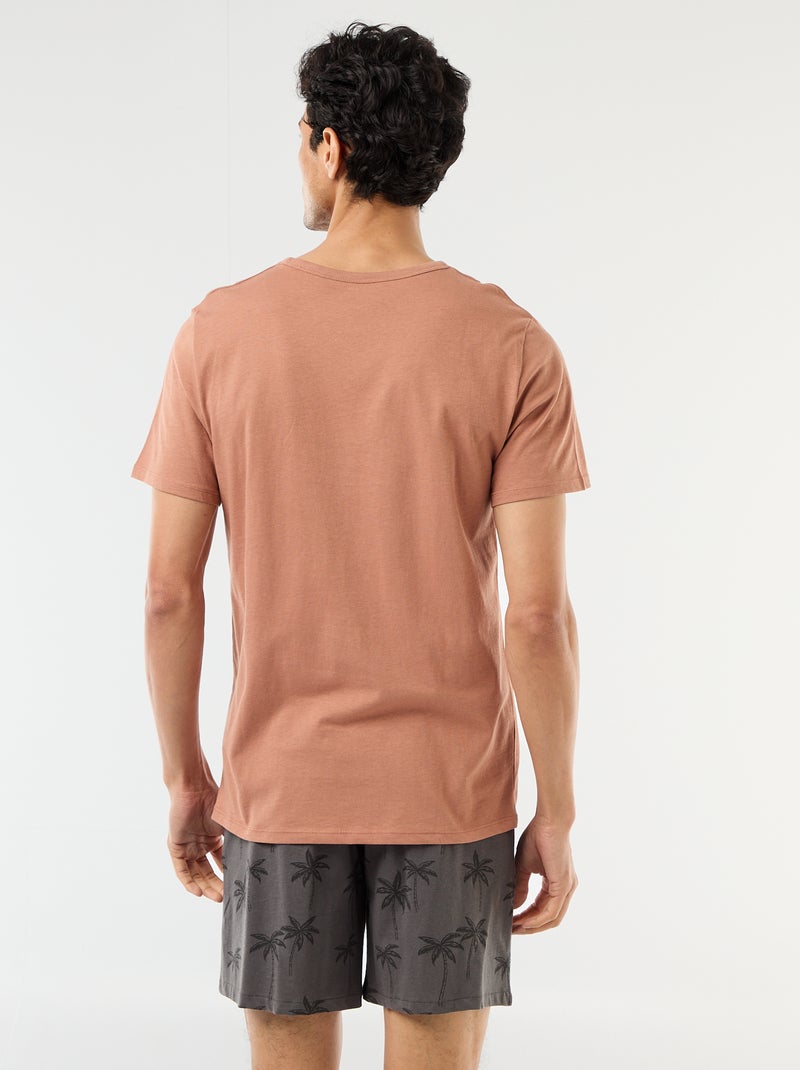 Conjunto pijama corto camiseta + pantalón corto - 2 piezas Marron - Kiabi