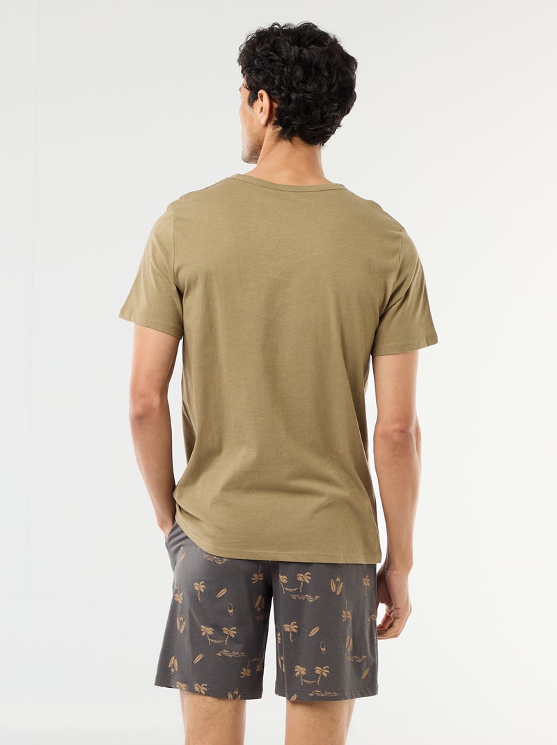 Conjunto pijama corto camiseta + pantalón corto - 2 piezas Verde - Kiabi