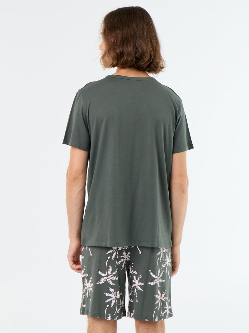 Conjunto pijama corto camiseta + pantalón corto - 2 piezas Verde - Kiabi
