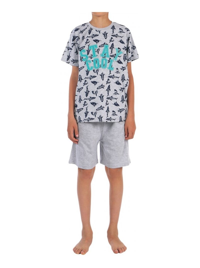 Conjunto pijama corto niño Gris - Kiabi