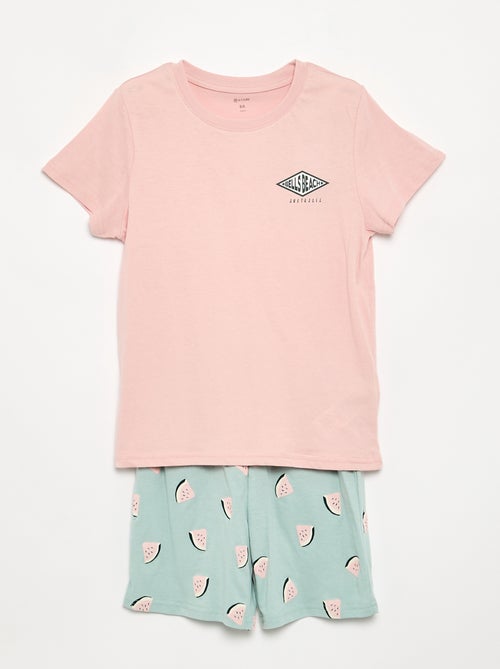 Conjunto pijama corto pantalón corto + camiseta - 2 piezas - Kiabi Conjunto pijama corto pantalón corto + camiseta - 2 piezas - Kiabi