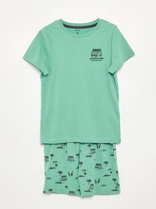 Conjunto pijama corto pantalón corto + camiseta - 2 piezas - Kiabi Conjunto pijama corto pantalón corto + camiseta - 2 piezas - Kiabi