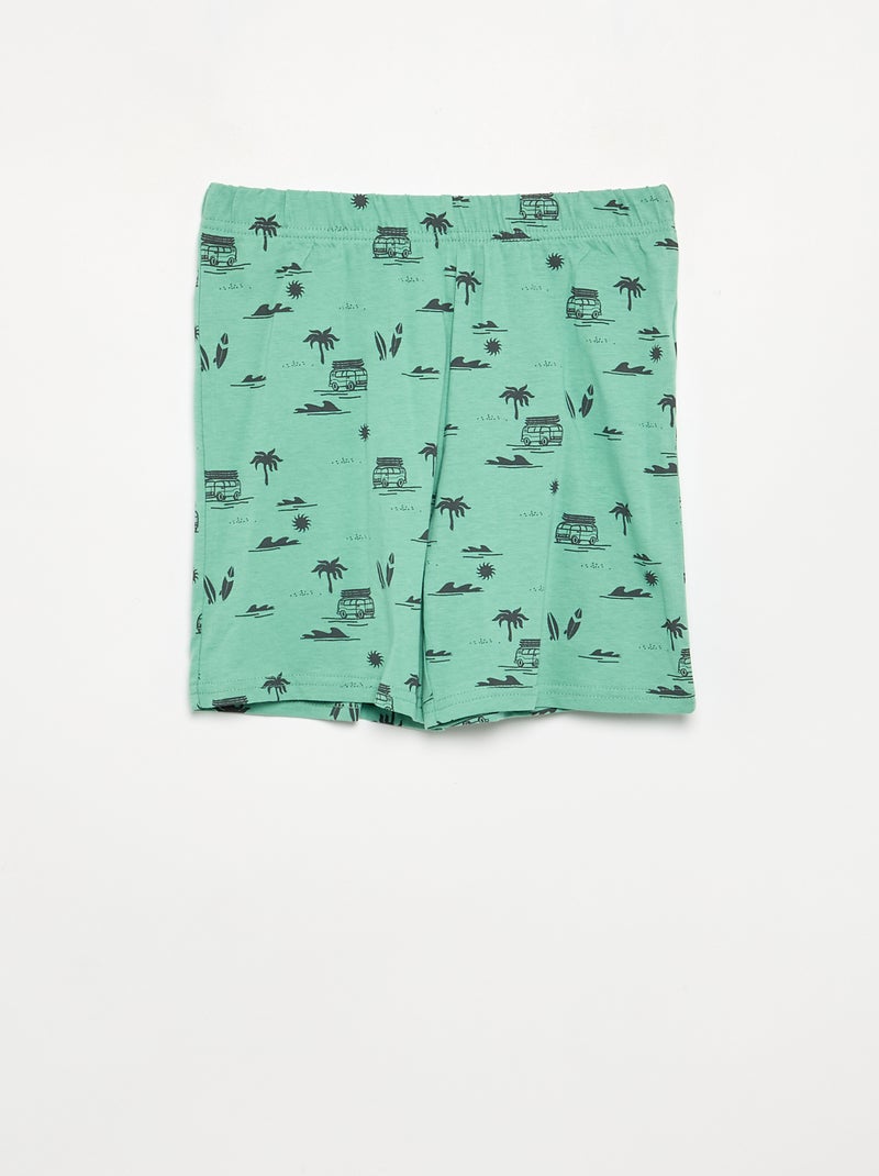 Conjunto pijama corto pantalón corto + camiseta - 2 piezas Verde - Kiabi