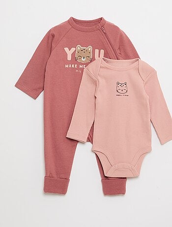 Conjunto pijama de felpa cálida y body