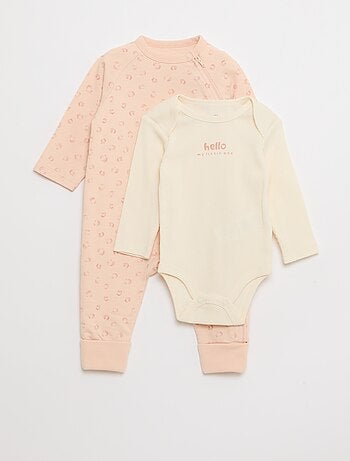 Conjunto pijama de felpa cálida y body