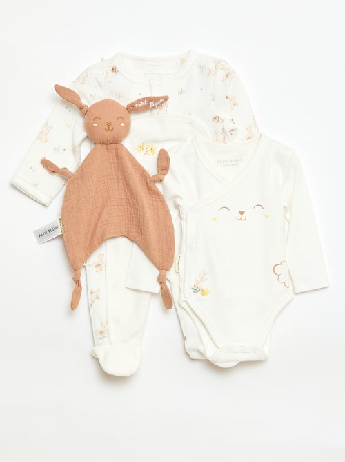 Conjunto pijama entero + body + peluche - 3 piezas - Kiabi