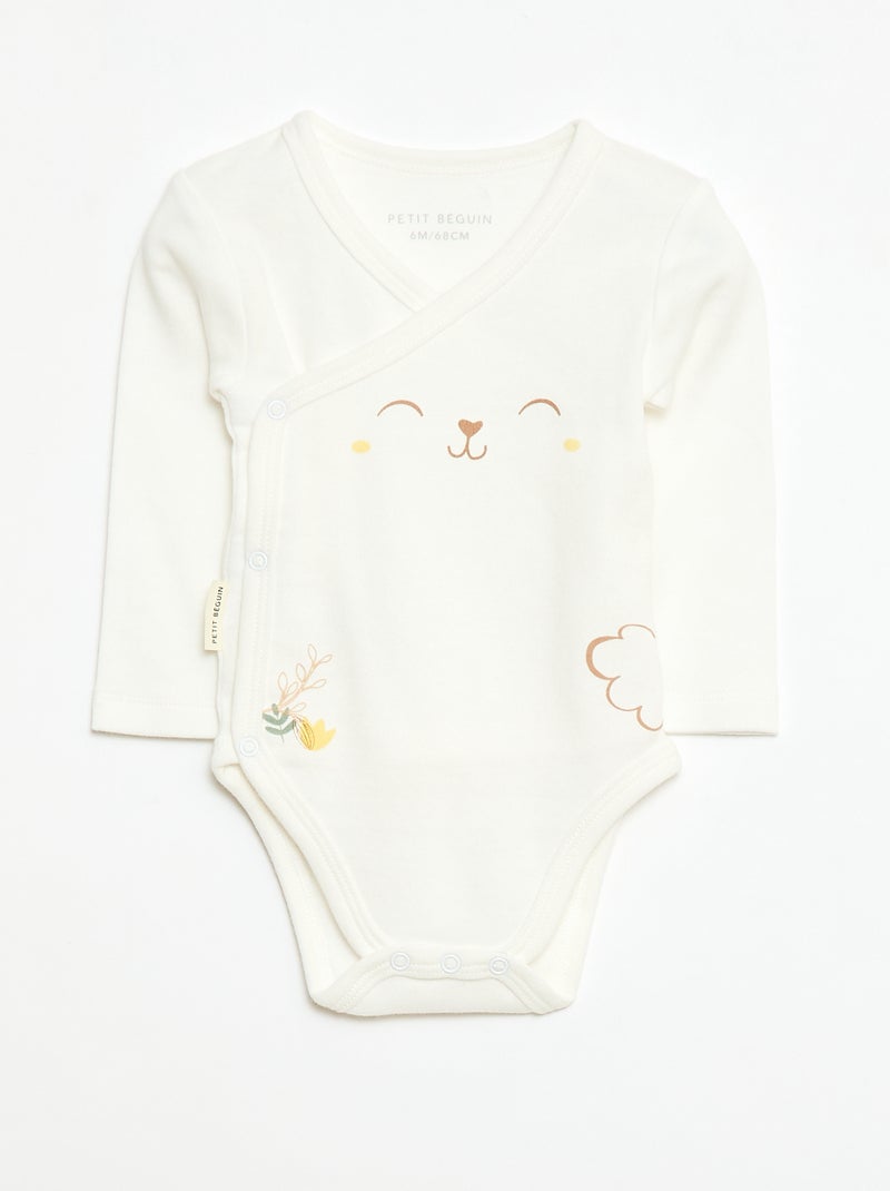 Conjunto pijama entero + body + peluche - 3 piezas Blanco - Kiabi