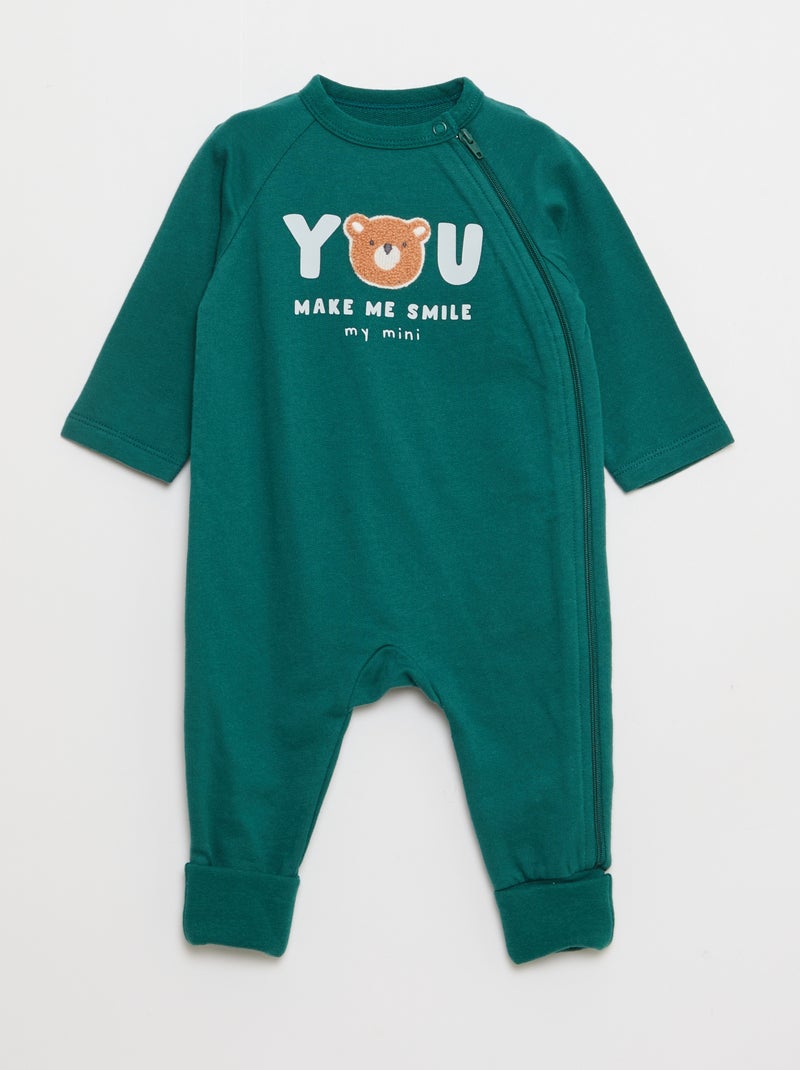 Conjunto pijama entero de felpa cálida y body Verde - Kiabi