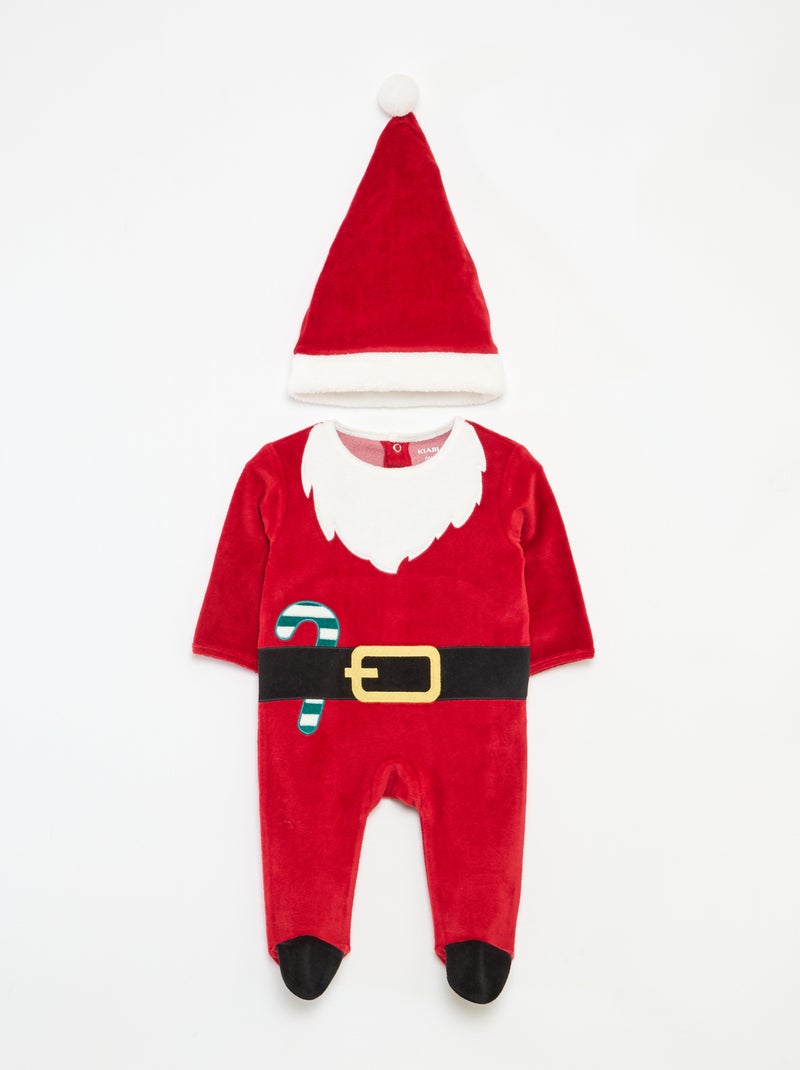 Conjunto pijama + gorro de Navidad Rojo - Kiabi