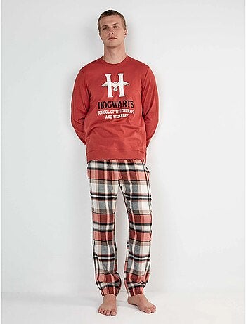 Conjunto pijama hombre de harry potter con pantalón de cuadros