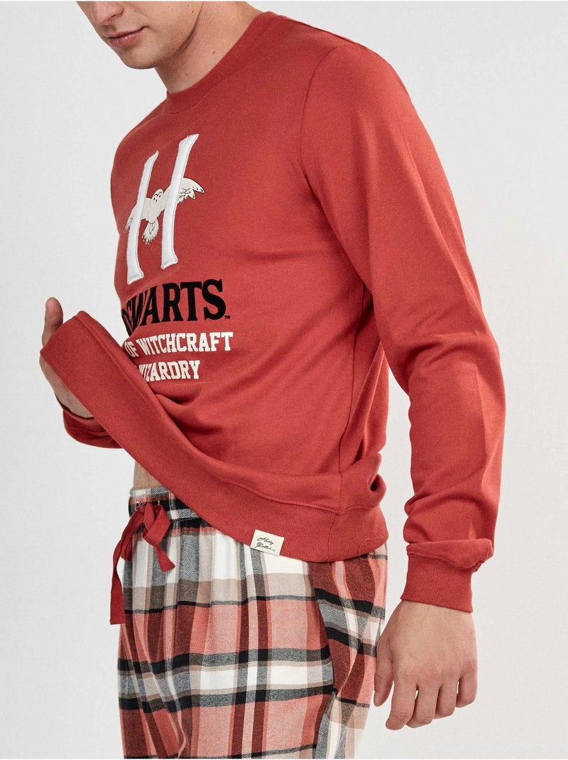 Conjunto pijama hombre de harry potter con pantalón de cuadros Terracota - Kiabi