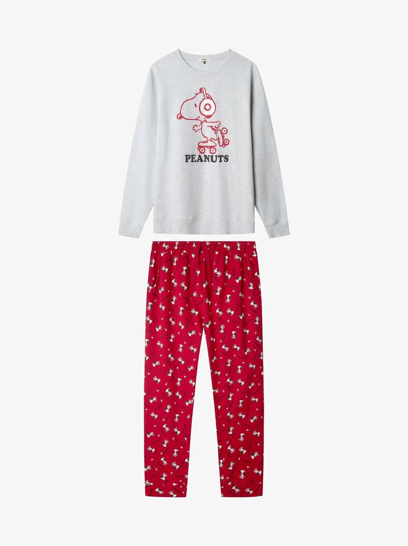 Conjunto pijama hombre de snoopy  en tejido de punto interlock Gris jaspeado - Kiabi