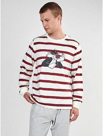 Conjunto pijama hombre looney tunes con camiseta a rayas de silvestre