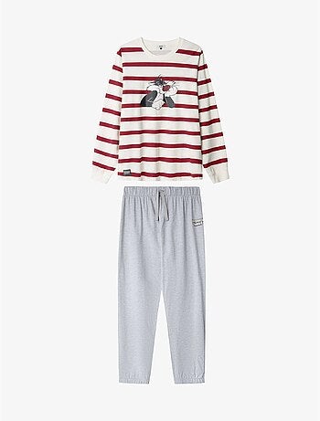 Conjunto pijama hombre looney tunes con camiseta a rayas de silvestre