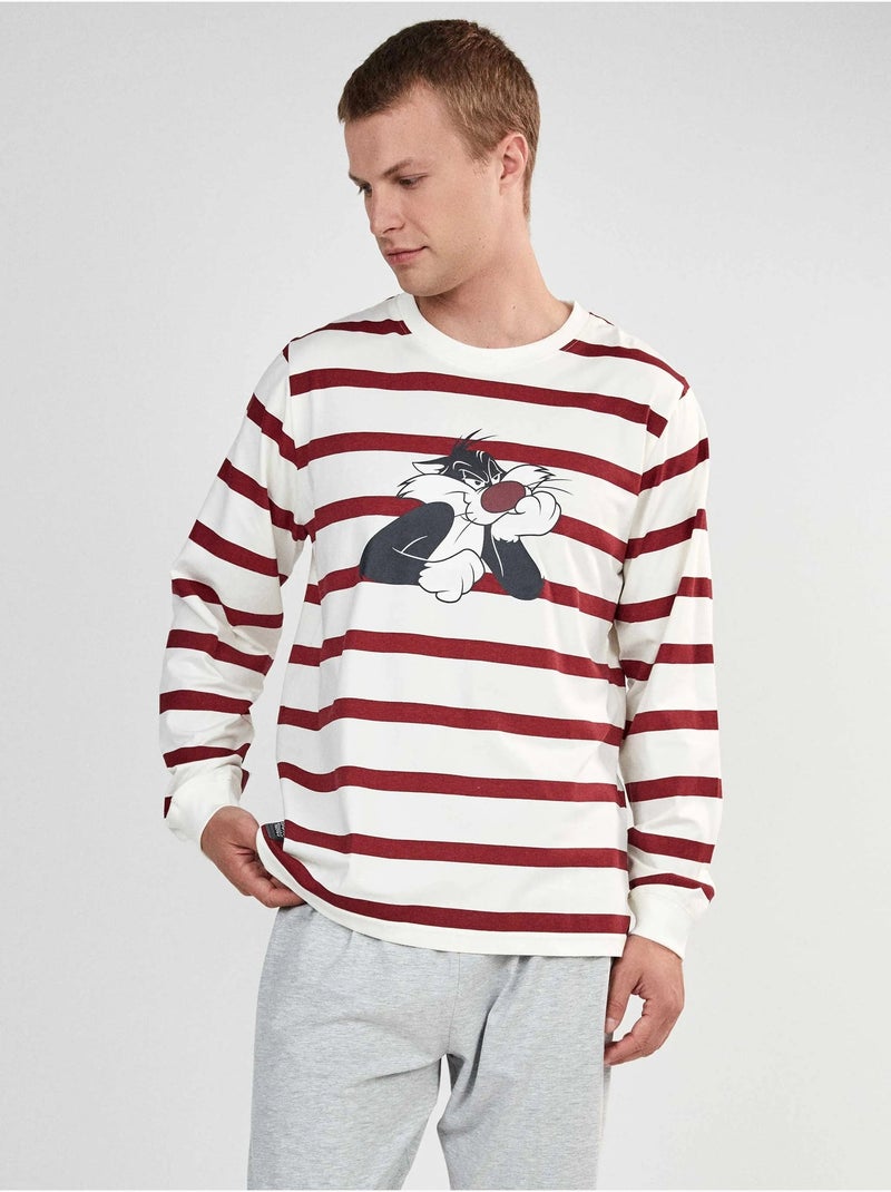 Conjunto pijama hombre looney tunes con camiseta a rayas de silvestre Multicolor - Kiabi