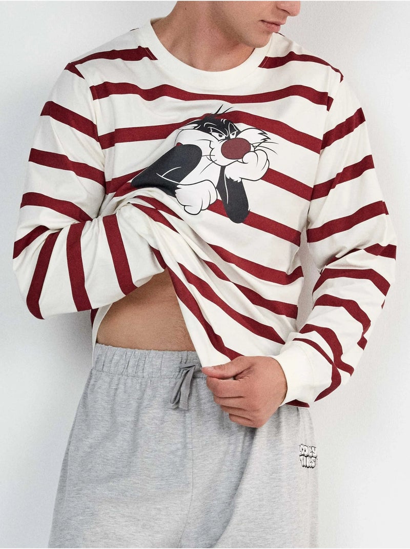 Conjunto pijama hombre looney tunes con camiseta a rayas de silvestre Multicolor - Kiabi