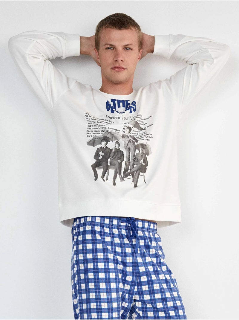 Conjunto pijama hombre the beatles con pantalón de rayas Crudo - Kiabi