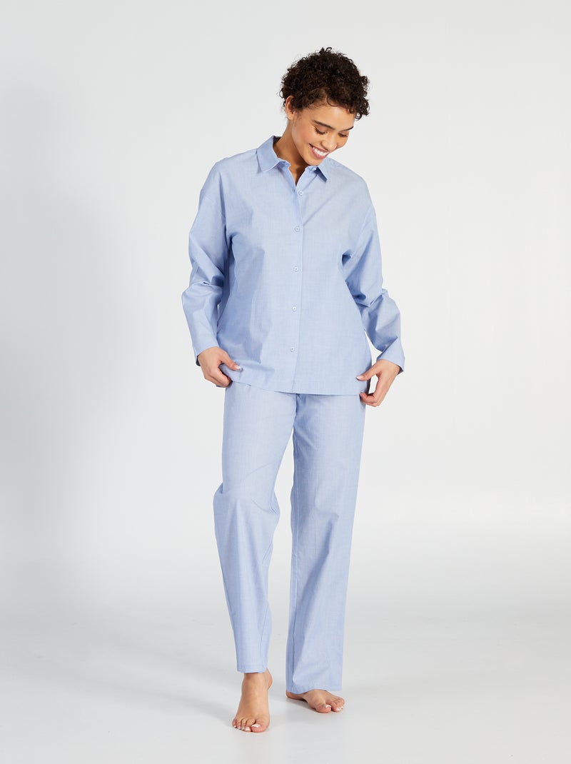 Conjunto pijama largo blusa + pantalón - 2 piezas BLANCO - Kiabi