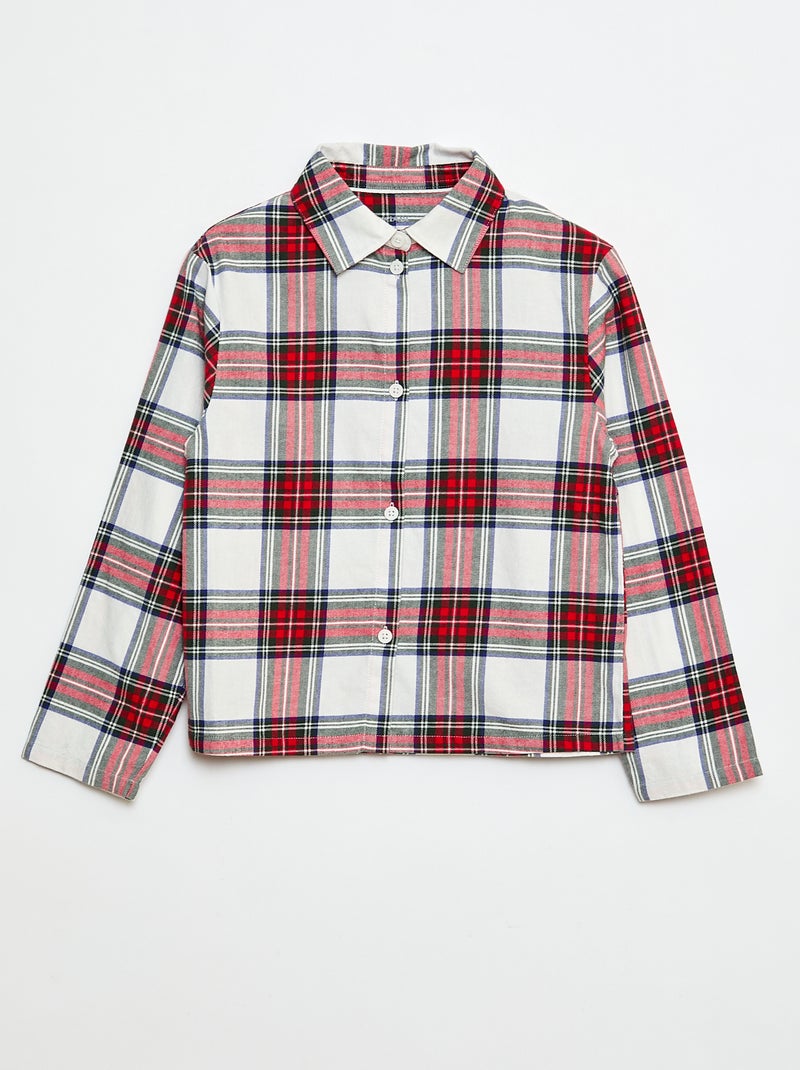 Conjunto pijama largo camisa + pantalón - 2 piezas Blanco - Kiabi