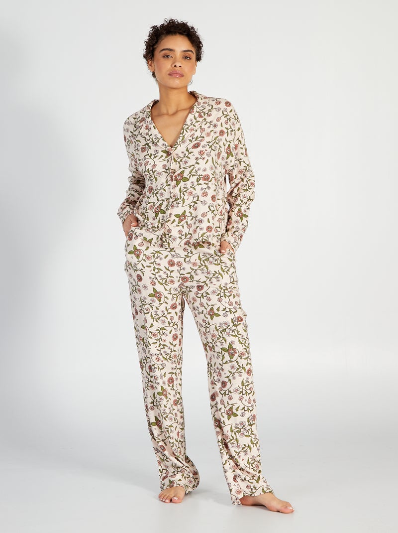 Conjunto pijama largo camisa + pantalón - 2 piezas ROSA - Kiabi