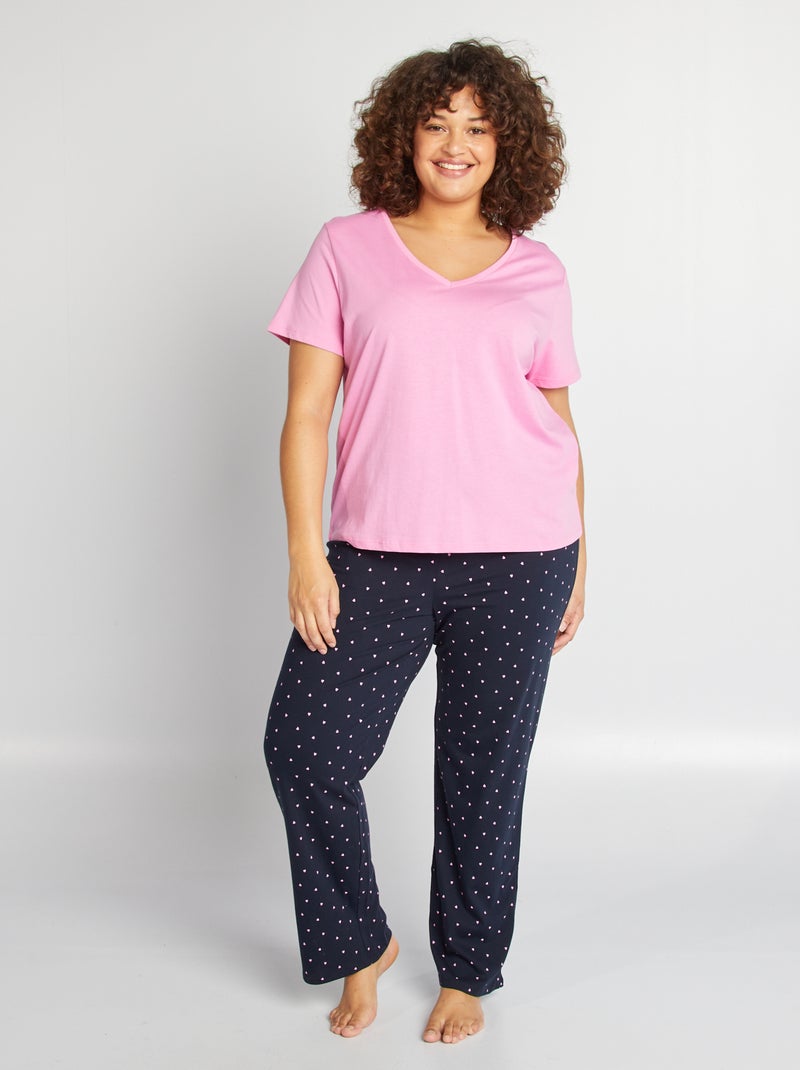 Conjunto pijama largo camiseta + pantalón - 2 piezas AZUL - Kiabi