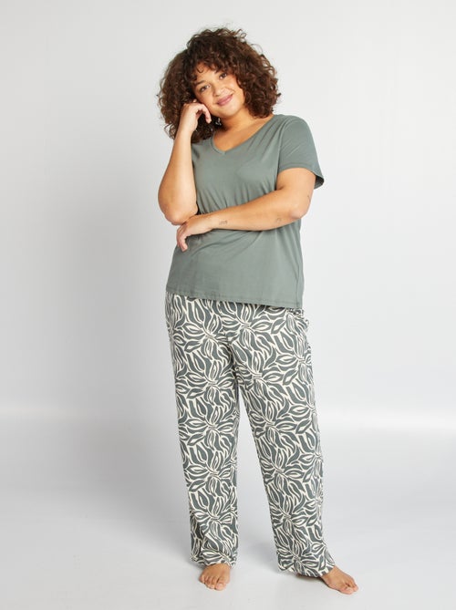 Conjunto pijama largo camiseta + pantalón - 2 piezas - Kiabi
