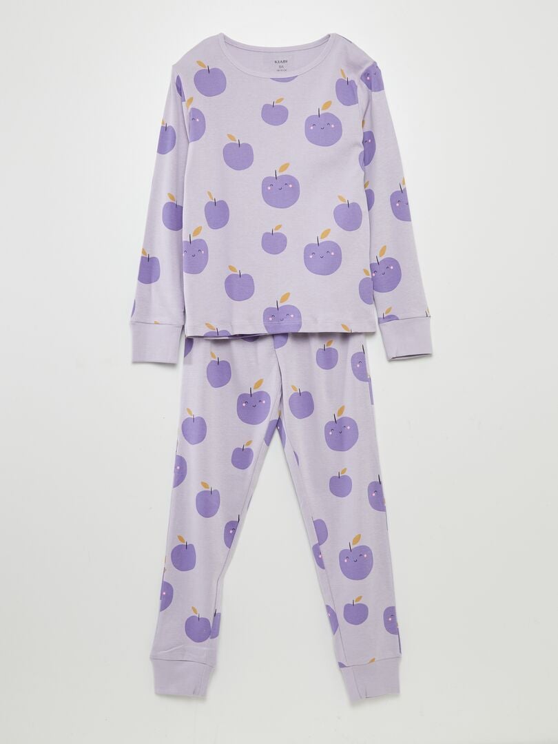 Conjunto pijama largo camiseta + pantalón - 2 piezas PURPURA - Kiabi