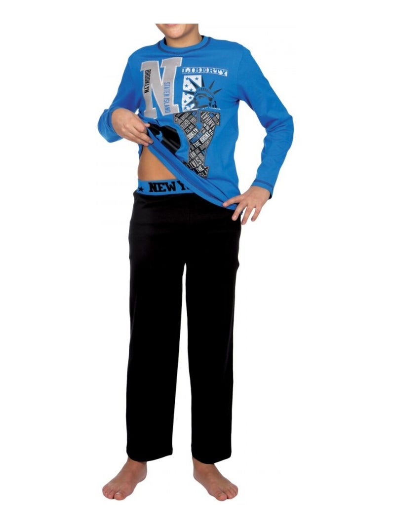 Conjunto Pijama Largo Niño Azul - Kiabi