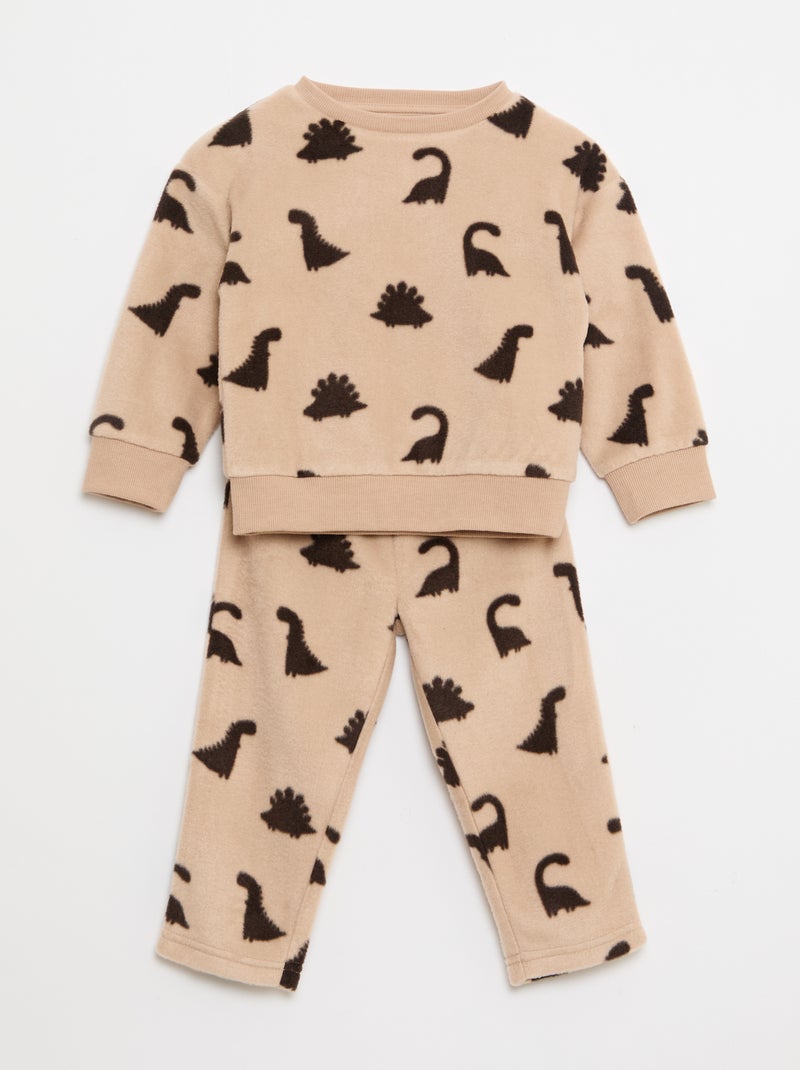 Conjunto pijama polar: camiseta + pantalón Beige - Kiabi