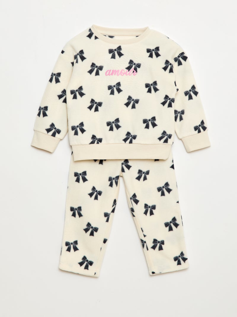 Conjunto pijama polar: camiseta + pantalón Blanco - Kiabi