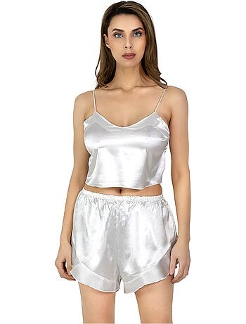 Conjunto pijama-short de satén fluido Kebello