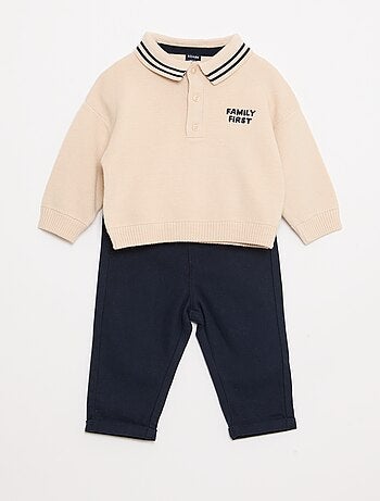 Conjunto polo cálido + pantalón - 2 piezas