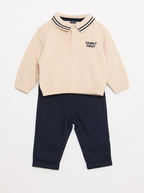 Conjunto polo cálido + pantalón - 2 piezas - Kiabi
