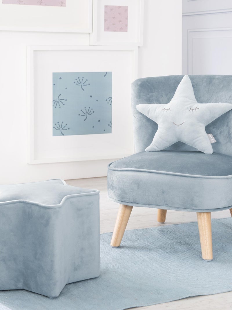 Conjunto sillón + puff + cojín decorativo forma estrella 'Roba lil sofa' Azul claro - Kiabi