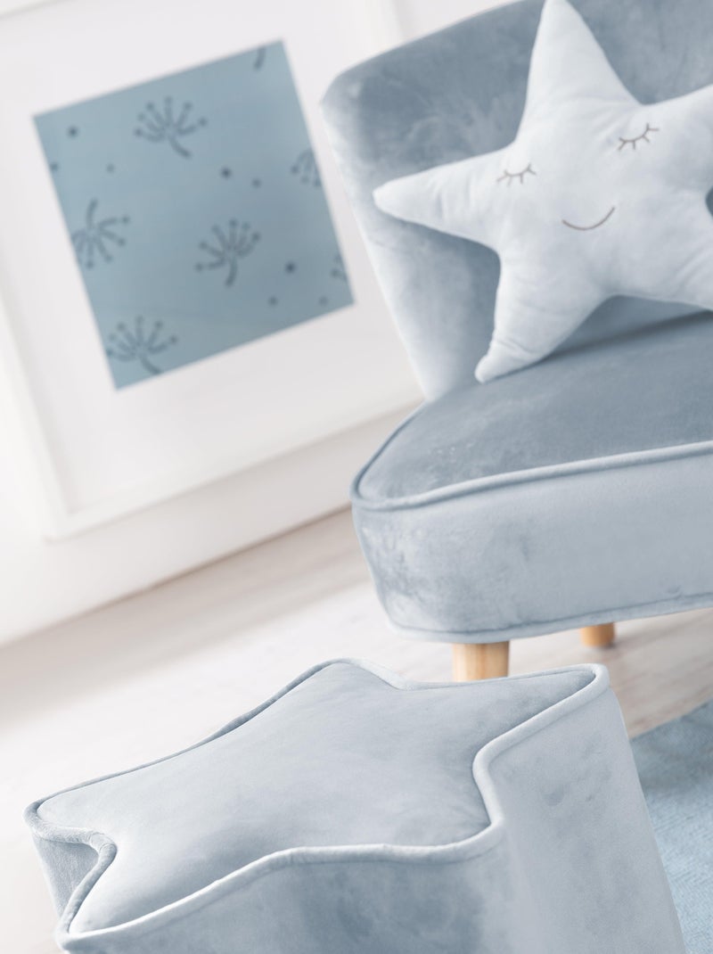 Conjunto sillón + puff + cojín decorativo forma estrella 'Roba lil sofa' Azul claro - Kiabi
