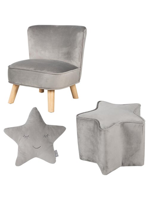 Conjunto sillón + puff + cojín decorativo forma estrella 'Roba lil sofa' - Kiabi