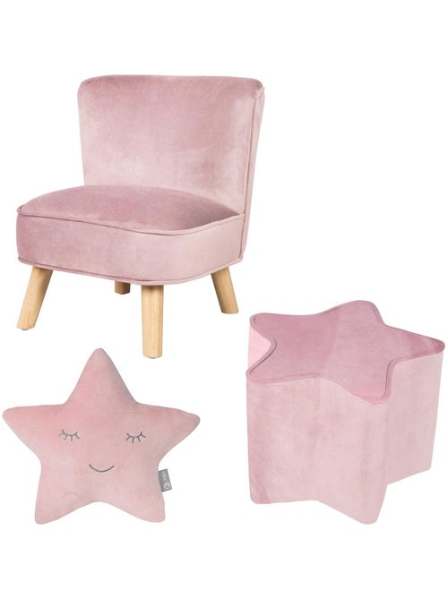 Conjunto sillón + puff + cojín decorativo forma estrella 'Roba lil sofa' - Kiabi