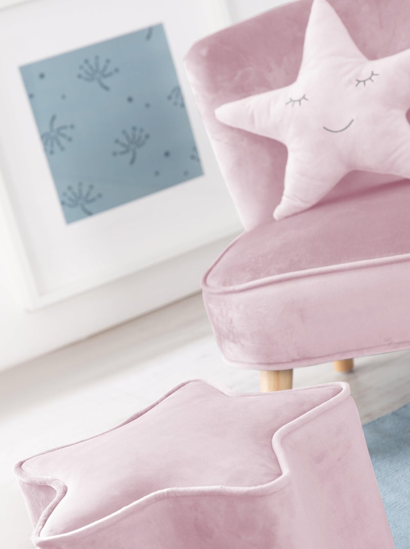 Conjunto sillón + puff + cojín decorativo forma estrella 'Roba lil sofa' Rosa claro - Kiabi