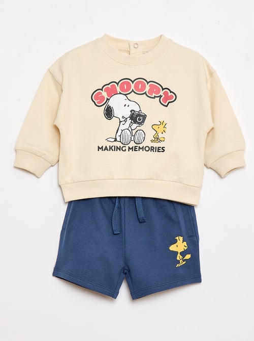 Conjunto 'Snoopy' de 2 piezas sudadera + pantalón corto - Kiabi