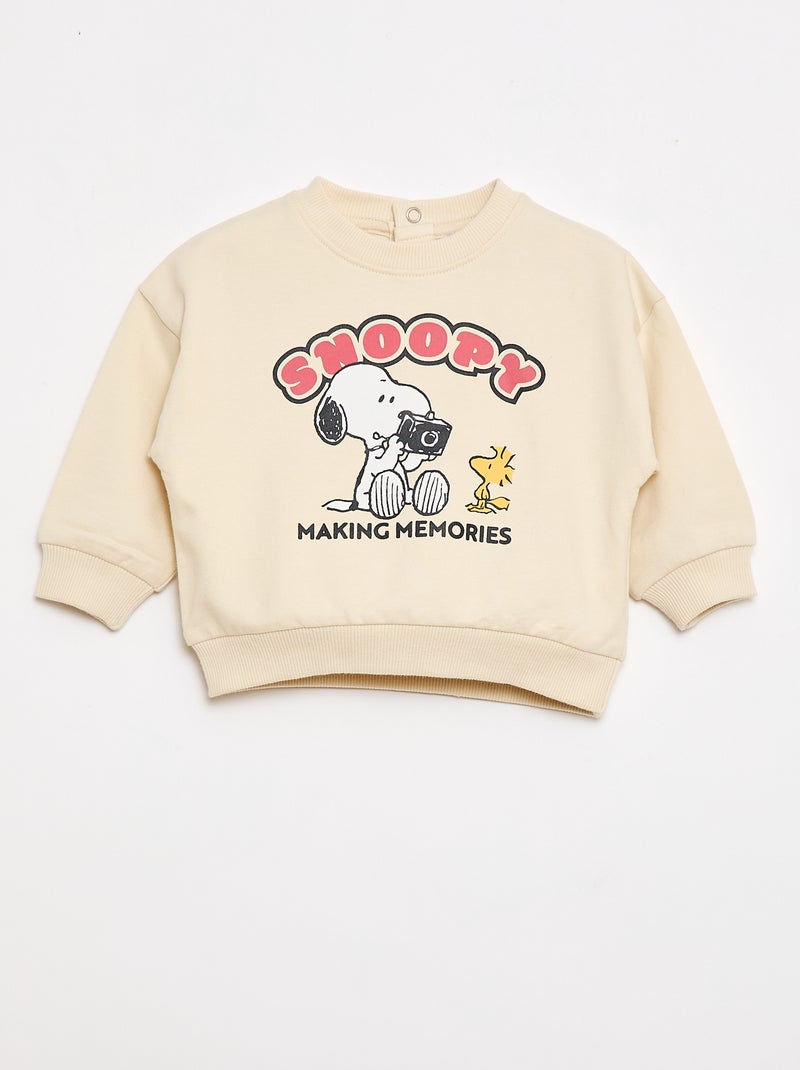 Conjunto 'Snoopy' de 2 piezas sudadera + pantalón corto Beige - Kiabi