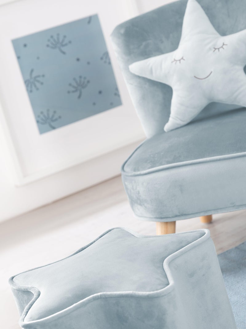 Conjunto sofá infantil + puff + cojín estrella 'Roba lil sofa' Azul claro - Kiabi