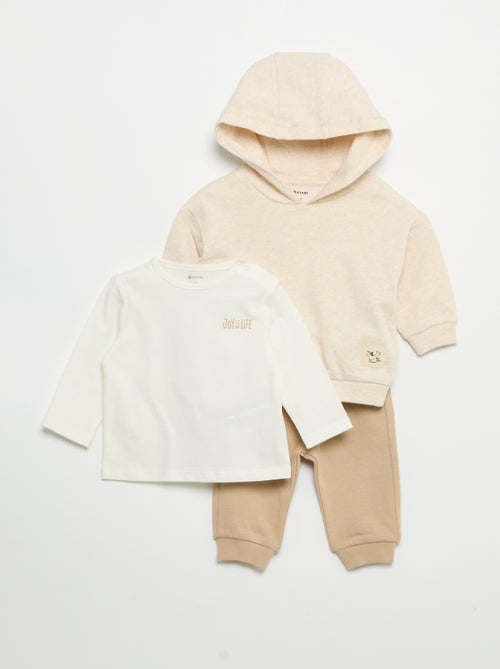 Conjunto sudadera + chándal + camiseta - 3 piezas - Kiabi