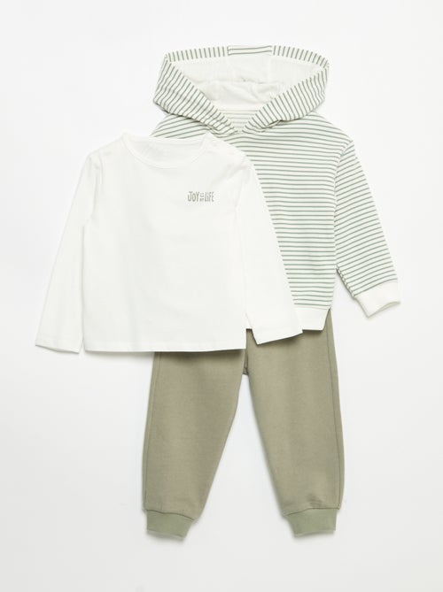 Conjunto sudadera + chándal + camiseta - 3 piezas - Kiabi