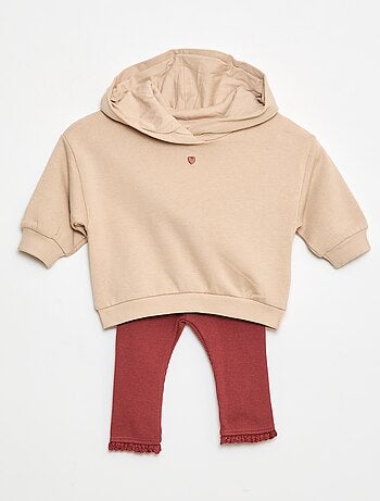 Conjunto sudadera con capucha + leggings de punto