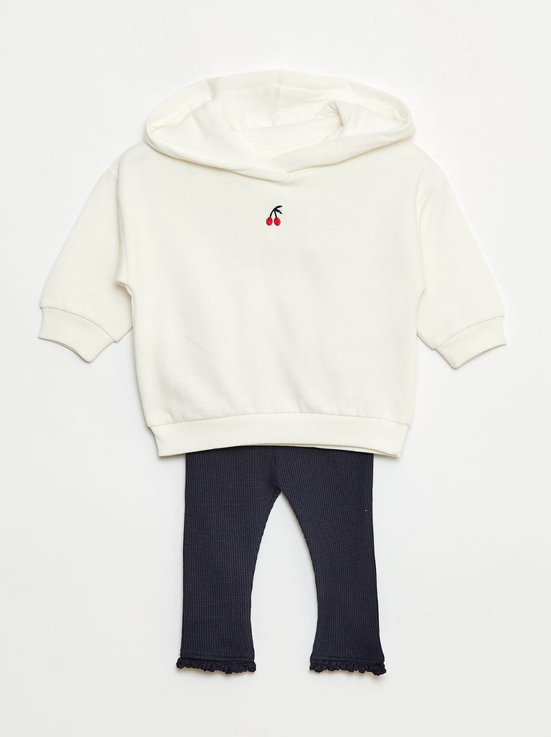 Conjunto sudadera con capucha + leggings de punto Blanco - Kiabi