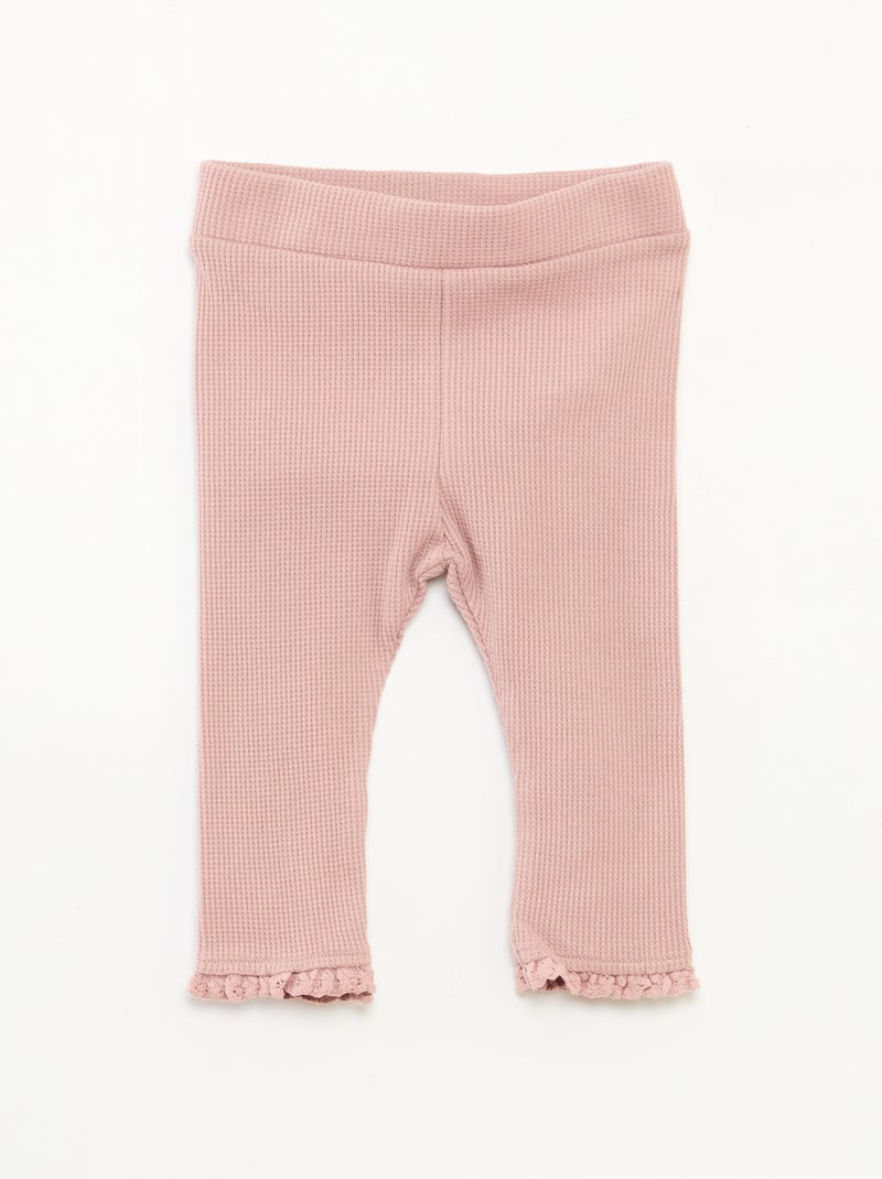 Conjunto sudadera con capucha + leggings de punto Rosa - Kiabi